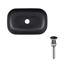 Комплект Qtap Robin: Раковина накладна прамокутна 600x390x150 мм Matt Black + Донний клапан PU03