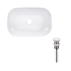 Комплект Qtap Robin: Раковина накладна прамокутна 600x390x150 мм White + Донний клапан PU02