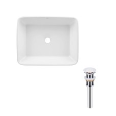 Комплект Qtap Tern: Раковина накладна прамокутна 480х370х135 мм White + Донний клапан PU02