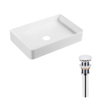 Комплект Qtap Tern: Раковина накладна прамокутна 600x400x110 мм WHITE + Донний клапан PU02