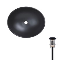 Комплект Qtap Dove: Раковина накладна овальна 415x340x140 мм Matt Black + Донний клапан PU03