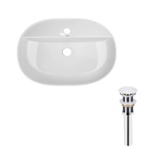 Комплект Qtap Scorpio: Раковина накладна овальна 600х400х120 мм White + Донний клапан PU02