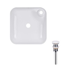 Комплект Qtap Stork: Раковина накладна квадратна 430x430x125 мм White + Донний клапан PU02