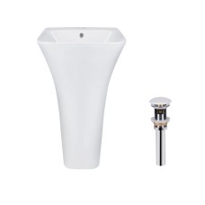 Комплект Qtap Crow: Раковина напольна моноблок 445x420x840 мм White + Донний клапан PU02O