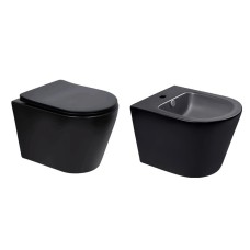 Комплект Qtap Scorpio Matt Black 2 в 1: унітаз підвісний Ultra Quiet QT14332380AMB + біде підвісне QT1455053FMB Комплект Qtap Scorpio Matt Black 2 в 1: унітаз підвісний Ultra Quiet QT14332380AMB + біде підвісне QT1455053FMB