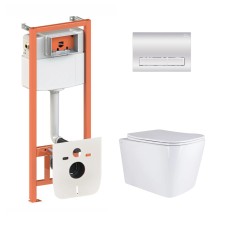 Готове рішення Qtap для ванної кімнати: підвісний унітаз Tern Ultra Quiet 525x345x360 + комплект інсталяції Nest 4 в 1 (лінійна клавіша Chrome)