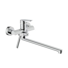 Змішувач для ванни Qtap Evia з довгим поворотним виливом (з душовим гарнітуром) QTEVI260CRM47579 Chrome