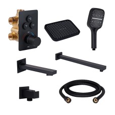 Комплект Qtap Votice:Змішувач QTVOT6443T105NKB+Душ.наб.(QTHLA107BLM45947+QTRUC125BLM45955+QTTRU120BLM45927+QT809810842857NB+QTHADPVCSQ160B+QTVYT246BLM45937)