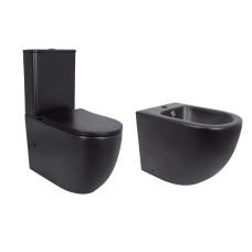 Акційний набір: Унітаз напольний Robin Ultra Quiet QT13226083AMB 660x360x855 Black + Біде напольне Robin QT13442141CMB 565x360x405 Black