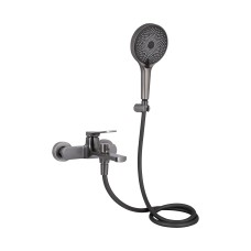 Змішувач для ванни Qtap Slavonice (з душовим гарнітуром) QTSLV259GMB48035 Gunmetal Black PVD