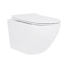 Унітаз підвісний Jay Rimless 485×360×320 мм, White, з сидінням Slim Duroplast/ Soft-close/ Quick Relase QT07335177RW Qtap