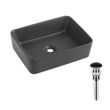 Раковина накладна Qtap Tern 480x370x135 мм, Anthracite, прямокутна, з донним клапаном QT17116069AN