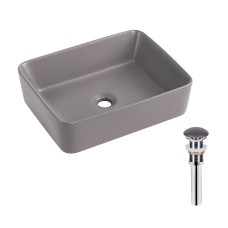 Раковина накладна Qtap Tern 480x370x135 мм, Stone grey, прямокутна, з донним клапаном QT17116069SG