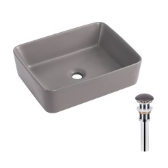 Раковина накладна Qtap Tern 480x370x135 мм, Stone grey, прямокутна, з донним клапаном QT17116069SG Раковина накладна Qtap Tern 480x370x135 мм, Stone grey, прямокутна, з донним клапаном QT17116069SG
