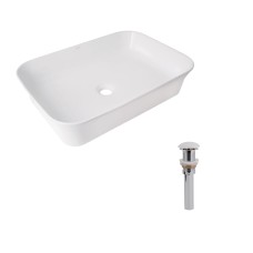 Комплект Qtap Virgo N: Раковина накладна 560x380x130 мм, White, прямокутна + Донний клапан Pop-up PU02