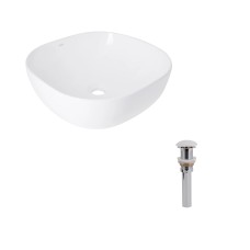 Комплект Qtap Kolibri: Раковина накладна 400x400x140 мм, White, квадратна + Донний клапан Pop-up PU02