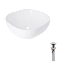 Комплект Qtap Kolibri: Раковина накладна 425x425x140 мм, White, квадратна + Донний клапан Pop-up PU02