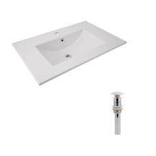 Комплект Albatross: Раковина врізна меблева 720x460x180 мм, White, прямокутна + Донний клапан Pop-up PU02O