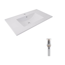 Комплект Albatross: Раковина врізна меблева 820x460x180 мм, White, прямокутна + Донний клапан Pop-up PU02O
