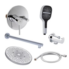 Комплект для душу Qtap Spring Chrome: Змішувач QTSPRCRM0102+QTTRU120CRM45926+Лійка QTHLA107CRM45787+QTCRMBH030+LDNIA09CRM35459+Лійка QTRUC125CRM45956
