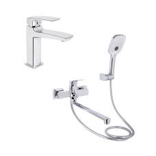 Акційний набір для Ванної кімнати Qtap Tern Змішувач для раковини QTTER2701CRM47584 Chrome+Qtap Tern Змішувач для ванни QTTER260CRM47587 Chrome