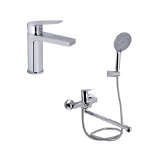 Акційний набір Qtap: Stenava New Змішувач для раковини QTSTE270CRM45535 Chrome + Stenava New Змішувач для ванни QTSTE2601CRM45536 Chrome