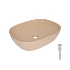 Раковина накладна Qtap Aquarius 470x380x120 мм, Beige, прямокутна, з донним клапаном QTAQA188SB49781