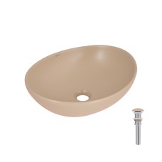 Раковина накладна Qtap Dove 415x340x140 мм, Beige, овальна, з донним клапаном QTDOV188SB49784