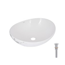 Раковина накладна Qtap Dove 415x340x140 мм, Marble, овальна, з донним клапаном QTDOV188SB49785