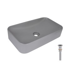 Раковина накладна Qtap Tern 610x350x135 мм, Stone grey, прямокутна, з донним клапаном QTTER188SG49789