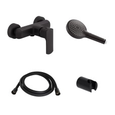 Акційний набір Qtap: Змішувач для душу Lipno QTLIPNO4023101CB +Лійка Rucni QTRUCA120O3KBB+Шланг Hadice QTHADPVCSQ160B + Тримач QT829910842854OB