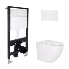 Готове рішення Qtap для ванної кімнати: підвісний унітаз Robin Ultra Quiet 520x365x365 + комплект інсталяції Standard (кругла клавіша White) Готове рішення Qtap для ванної кімнати: підвісний унітаз Robin Ultra Quiet 520x365x365 + комплект інсталяції Standard (кругла клавіша White)