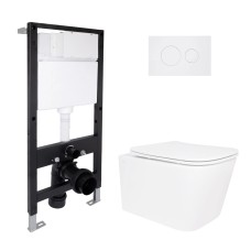 Готове рішення Qtap для ванної кімнати: підвісний унітаз Crow Ultra Quiet 485x340x290 + комплект інсталяції Standard (кругла клавіша White)