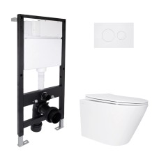 Готове рішення Qtap для ванної кімнати: підвісний унітаз Swan Ultra Quiet 485x360x320 + комплект інсталяції Standard (кругла клавіша White) Готове рішення Qtap для ванної кімнати: підвісний унітаз Swan Ultra Quiet 485x360x320 + комплект інсталяції Standard (кругла клавіша White)