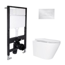 Готове рішення Qtap для ванної кімнати: підвісний унітаз Swan Ultra Quiet 485x360x320 + комплект інсталяції Standard (лінійна клавіша Chrome) Готове рішення Qtap для ванної кімнати: підвісний унітаз Swan Ultra Quiet 485x360x320 + комплект інсталяції Standard (лінійна клавіша Chrome)