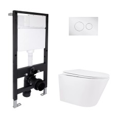 Готове рішення Qtap для ванної кімнати: підвісний унітаз Swan Rimless 520x360x320 + комплект інсталяції Standard (кругла клавіша Chrome) Готове рішення Qtap для ванної кімнати: підвісний унітаз Swan Rimless 520x360x320 + комплект інсталяції Standard (кругла клавіша Chrome)