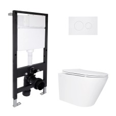 Готове рішення Qtap для ванної кімнати: підвісний унітаз Swan Ultra Quiet 520x360x320 + комплект інсталяції Standard (кругла клавіша White) Готове рішення Qtap для ванної кімнати: підвісний унітаз Swan Ultra Quiet 520x360x320 + комплект інсталяції Standard (кругла клавіша White)