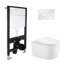 Готове рішення Qtap для ванної кімнати: підвісний унітаз Taurus Ultra Quiet 485x360x350 + комплект інсталяції Standard (кругла клавіша Chrome) Готове рішення Qtap для ванної кімнати: підвісний унітаз Taurus Ultra Quiet 485x360x350 + комплект інсталяції Standard (кругла клавіша Chrome)