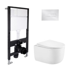 Готове рішення Qtap для ванної кімнати: підвісний унітаз Taurus Ultra Quiet 485x360x350 + комплект інсталяції Standard (лінійна клавіша Chrome) Готове рішення Qtap для ванної кімнати: підвісний унітаз Taurus Ultra Quiet 485x360x350 + комплект інсталяції Standard (лінійна клавіша Chrome)