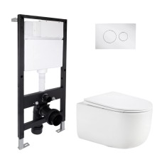 Готове рішення Qtap для ванної кімнати: підвісний унітаз Taurus Ultra Quiet 515x360x350 + комплект інсталяції Standard (кругла клавіша Chrome) Готове рішення Qtap для ванної кімнати: підвісний унітаз Taurus Ultra Quiet 515x360x350 + комплект інсталяції Standard (кругла клавіша Chrome)