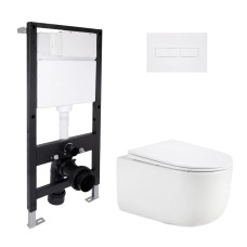 Готове рішення Qtap для ванної кімнати: підвісний унітаз Taurus Ultra Quiet 515x360x350 + комплект інсталяції Standard (лінійна клавіша White)