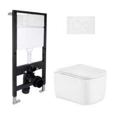 Готове рішення Qtap для ванної кімнати: підвісний унітаз Gemini Ultra Quiet 485x340x350 + комплект інсталяції Standard (кругла клавіша White)
