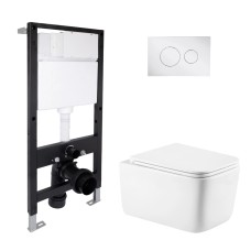 Готове рішення Qtap для ванної кімнати: підвісний унітаз Gemini Ultra Quiet 520x360x350 + комплект інсталяції Standard (кругла клавіша Chrome)