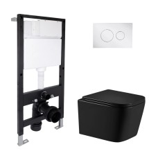 Готове рішення Qtap для ванної кімнати: підвісний унітаз Crow Ultra Quiet 485x340x290 + комплект інсталяції Standard (кругла клавіша Chrome)