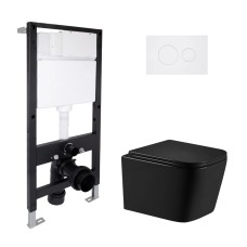 Готове рішення Qtap для ванної кімнати: підвісний унітаз Crow Ultra Quiet 485x340x290 + комплект інсталяції Standard (кругла клавіша White)