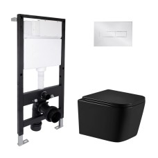 Готове рішення Qtap для ванної кімнати: підвісний унітаз Crow Ultra Quiet 485x340x290 + комплект інсталяції Standard (лінійна клавіша Chrome)