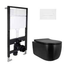 Готове рішення Qtap для ванної кімнати: підвісний унітаз Taurus Ultra Quiet 515x360x350 + комплект інсталяції Standard (лінійна клавіша White)