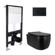 Готове рішення Qtap для ванної кімнати: підвісний унітаз Taurus Ultra Quiet 515x360x350 + комплект інсталяції Standard (лінійна клавіша Black)