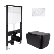Готове рішення Qtap для ванної кімнати: підвісний унітаз Gemini Ultra Quiet 520x360x350 + комплект інсталяції Standard (кругла клавіша Chrome)