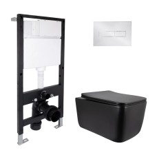 Готове рішення Qtap для ванної кімнати: підвісний унітаз Gemini Ultra Quiet 520x360x350 + комплект інсталяції Standard (лінійна клавіша Chrome)